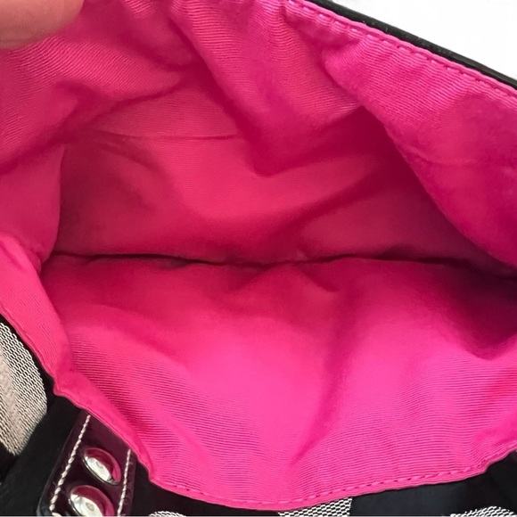 Coach F14877 Signature Black Gray C Jacquard Purse Patent Leather & Dust Bag - Picture 9 of 13